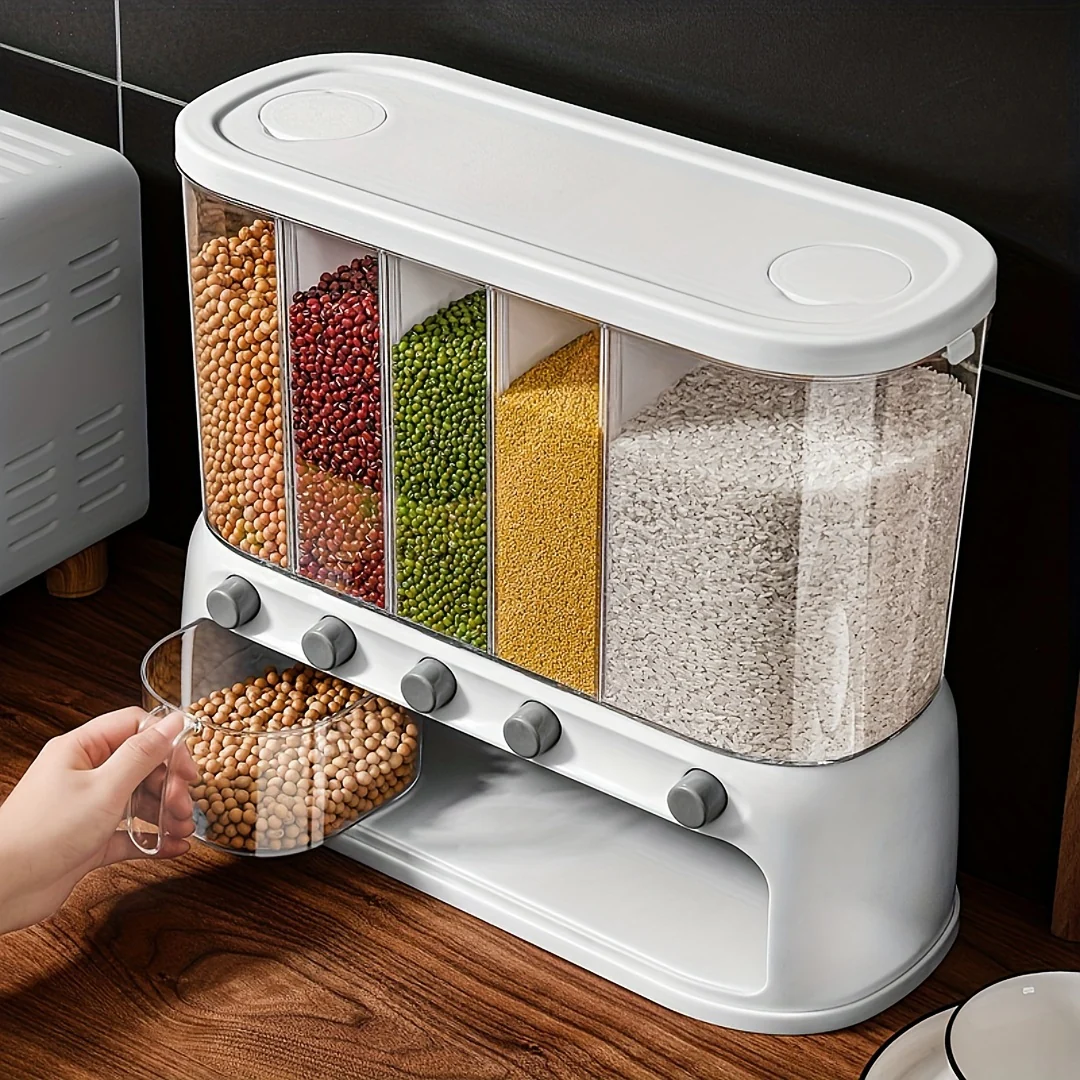 Multi-Compartment Kitchen Grain Storage Container | Airtight Pantry ...