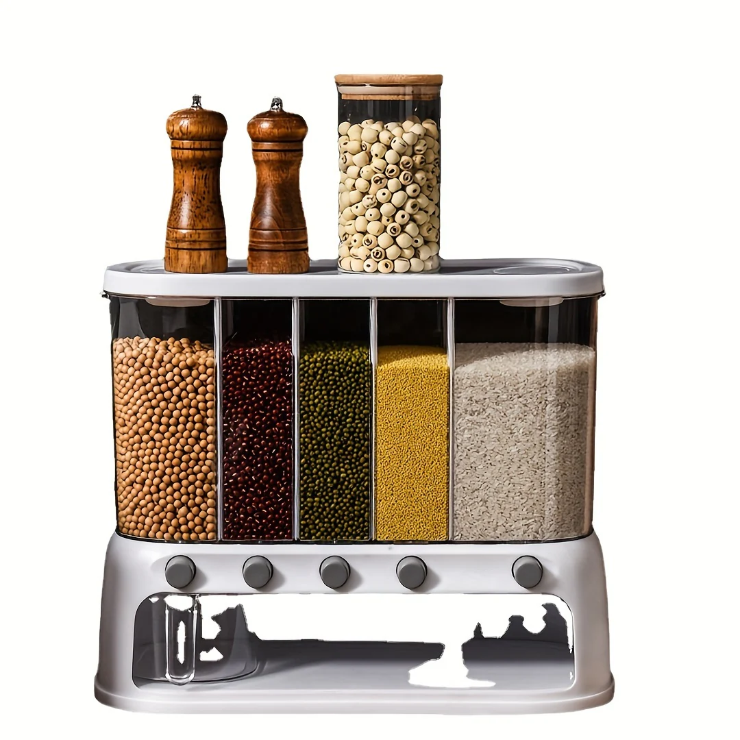 Multi-Compartment Kitchen Grain Storage Container | Airtight Pantry ...
